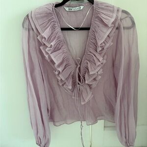 Zara Lilac Ruffled Blouse